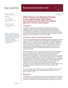 Banking &amp; Securitization Alert FDIC Proposes Far-Reaching Changes