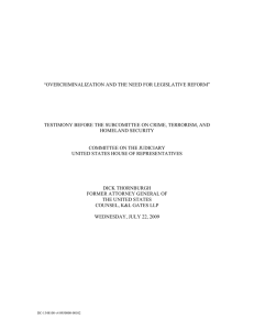 “OVERCRIMINALIZATION AND THE NEED FOR LEGISLATIVE REFORM”