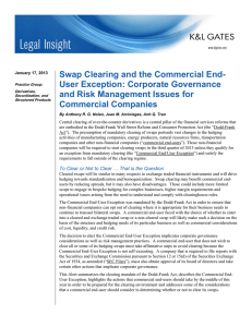 Swap Clearing and the Commercial End- User Exception: Corporate Governance