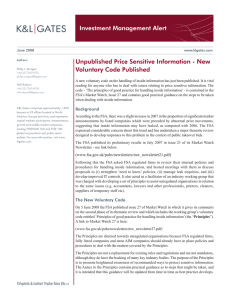 Investment Management Alert Unpublished Price Sensitive Information - New Voluntary Code Published