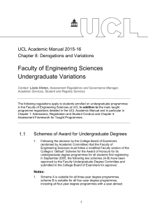Faculty of Engineering Sciences Undergraduate Variations  UCL Academic Manual 2015-16