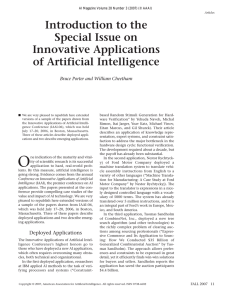 Introduction to the Special Issue on Innovative Applications of Artificial Intelligence