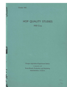 HOP QUALITY STUDIES 1950 Crop Oregon Agricultural Experiment Station