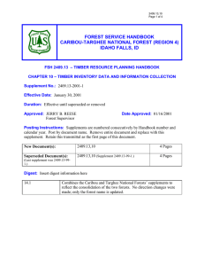 FOREST SERVICE HANDBOOK CARIBOU-TARGHEE NATIONAL FOREST (REGION 4) IDAHO FALLS, ID