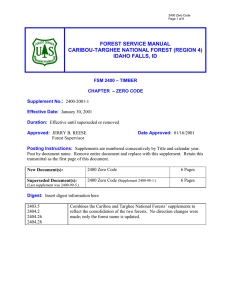 FOREST SERVICE MANUAL CARIBOU-TARGHEE NATIONAL FOREST (REGION 4) IDAHO FALLS, ID