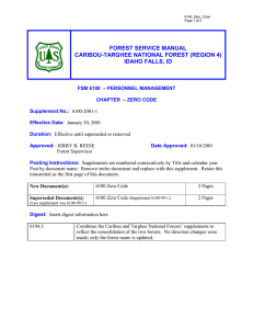 FOREST SERVICE MANUAL CARIBOU-TARGHEE NATIONAL FOREST (REGION 4) IDAHO FALLS, ID