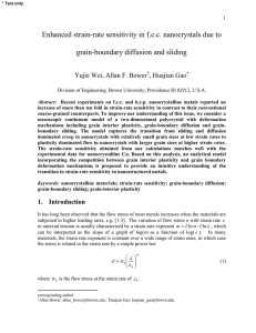 Enhanced strain-rate sensitivity in f.c.c. nanocrystals due to , Huajian Gao