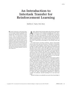 A An Introduction to Intertask Transfer for Reinforcement Learning