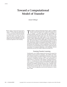 T Toward a Computational Model of Transfer Daniel Oblinger