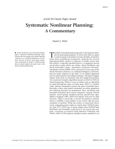 T Systematic Nonlinear Planning: A Commentary AAAI-10 Classic Paper Award