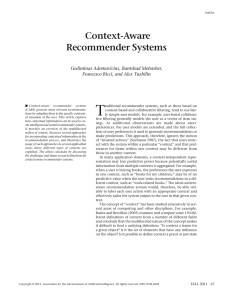 T Context-Aware Recommender Systems Gediminas Adomavicius, Bamshad Mobasher,