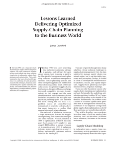 T Lessons Learned Delivering Optimized Supply-Chain Planning