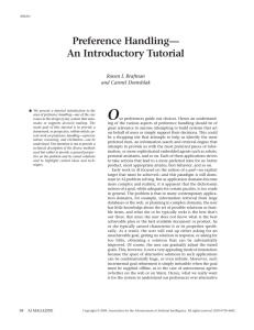 O Preference Handling— An Introductory Tutorial Ronen I. Brafman