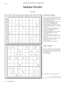 Sudoku Puzzles AI History Sudoku Jon Glick