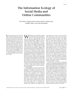 W The Information Ecology of Social Media and Online Communities