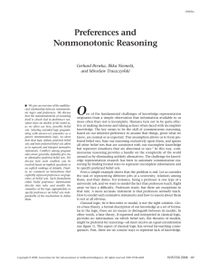O Preferences and Nonmonotonic Reasoning Gerhard Brewka, Ilkka Niemelä,
