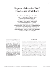 Reports of the AAAI 2010 Conference Workshops