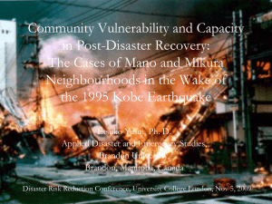 Community Vulnerability and Capacity in Post-Disaster Recovery: Neighbourhoods in the Wake of