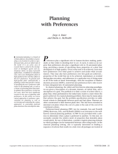 P Planning with Preferences Jorge A. Baier