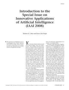 Y Introduction to the Special Issue on Innovative Applications