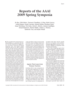 Reports of the AAAI 2009 Spring Symposia
