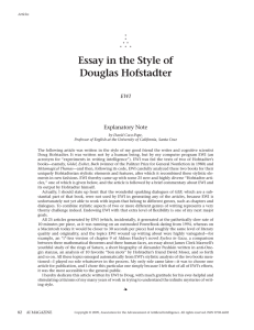 Essay in the Style of Douglas Hofstadter Explanatory Note EWI