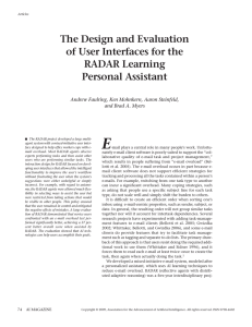 E The Design and Evaluation of User Interfaces for the RADAR Learning