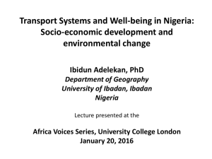 Transport Systems and Well-being in Nigeria: Socio-economic development and environmental change