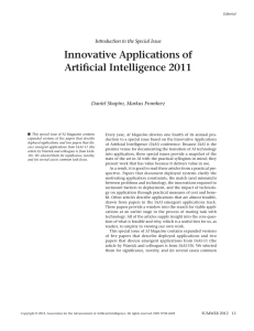 Innovative Applications of Artificial Intelligence 2011 Introduction to the Special Issue