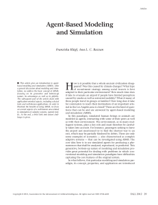 H Agent-Based Modeling and Simulation Franziska Klügl, Ana L. C. Bazzan