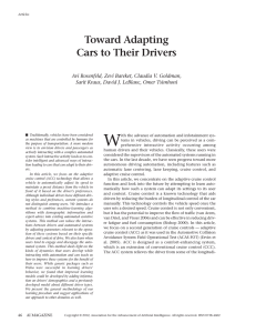 W Toward Adapting Cars to Their Drivers