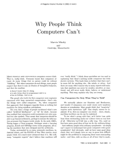 Why  People  Think Computers Can’t Marvin  Minsky