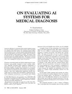 ON  EVALUAmNG AI SYSTEMS  FOR MEDICAL  DIAGNOSIS