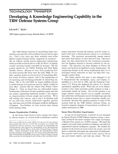 Developing  A  Knowledge  Engineering  Capability ... TRW  Defense  Systems Group TECHNOLOGY TRANSFER