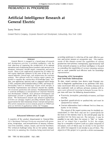 Artificial Intelligence Research  at General  Electric