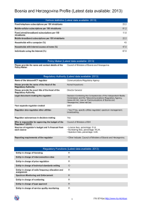 Bosnia and Herzegovina Profile (Latest data available: 2013)