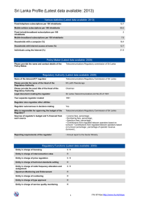 Sri Lanka Profile (Latest data available: 2013)