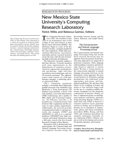 New Mexico State University's Computing Research Laboratory Yorick Wilks and Rebecca Gomez, Editors