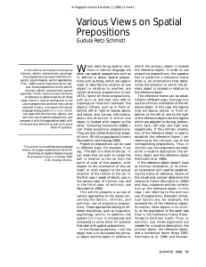 Various Views on Spatial Prepositions Gudula Retz-Schmidt