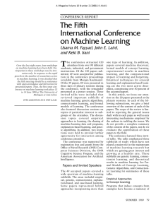 The Fifth International Conference on Machine Learning Usama M. Fayyad, John E. Laird,