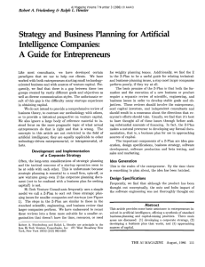 Strategy and Business Planning  for  Artificial Intelligence  Companies: