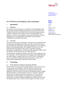 ITU WTPF-01 on IP Telephony, Telia contribution