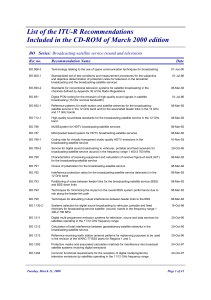 List of the ITU-R Recommendations BO Series: