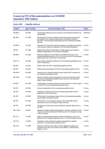 Content of ITU-R Recommendations on CD-ROM September 2004 Edition Series BO Satellite delivery