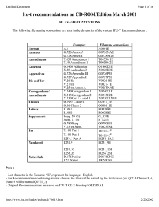 Itu-t recommendations on CD-ROM/Edition March 2001