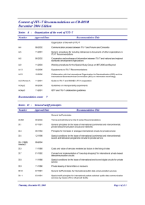 Content of ITU-T Recommendations on CD-ROM December 2004 Edition Series A