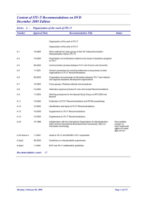 Content of ITU-T Recommendations on DVD December 2005 Edition Series A