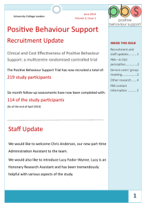 Positive Behaviour Support  Recruitment Update