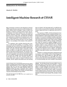 Intelligent-Machine Research  at CESAR Charles  R.  Weisbin