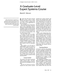 A Graduate-Level Expert Systems Course I David  C.  Brown